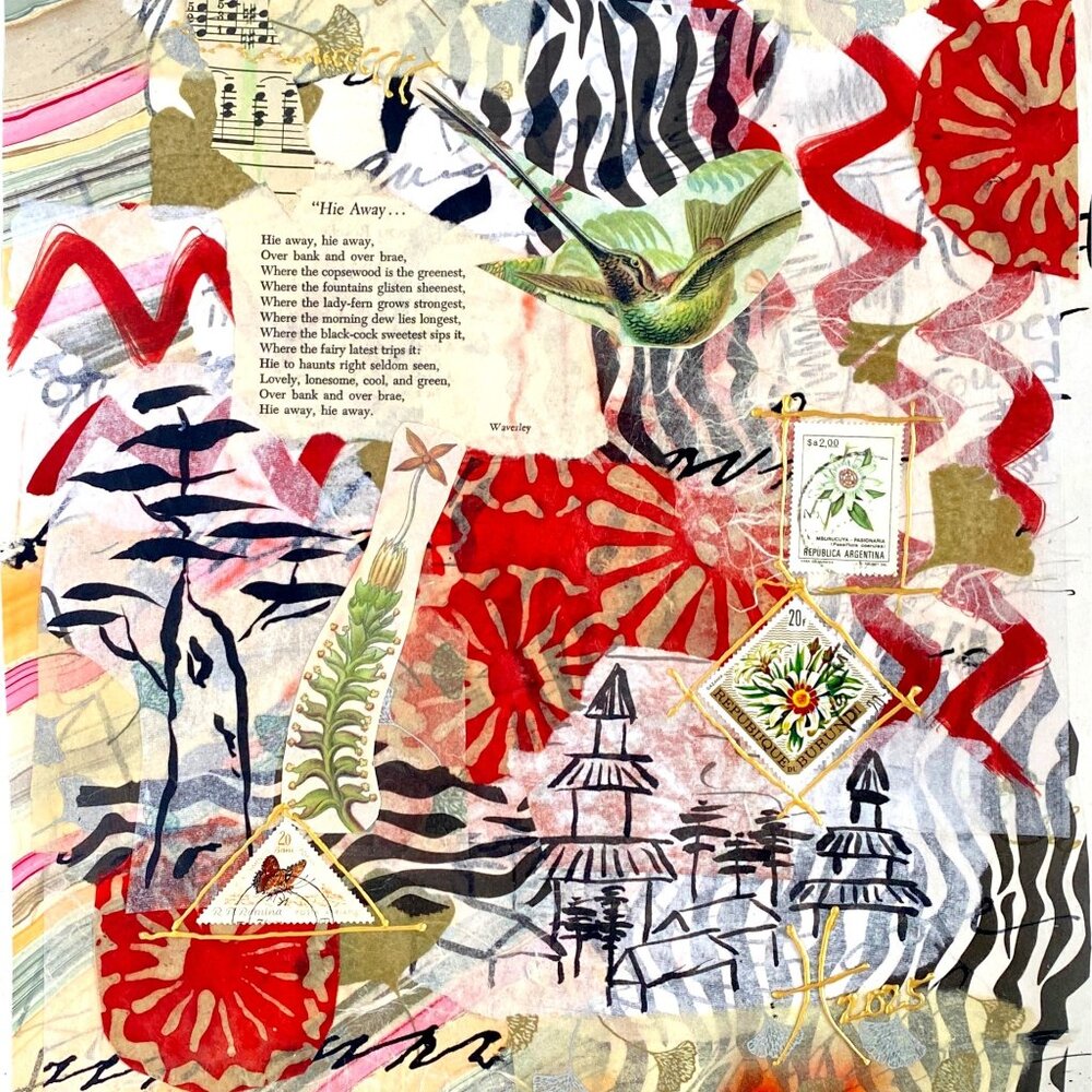 Song of the Land Original Paper College and Mixed Media Painting Artwork 11x14in